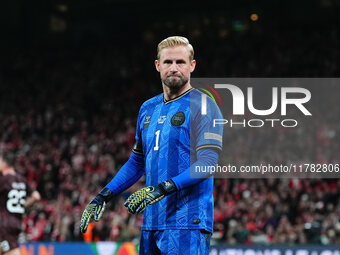 Kasper Schmeichel of Denmark  looks on during the Nations League Round 5 match between Denmark against Spain at Parken, Copenhagen, Denmark...