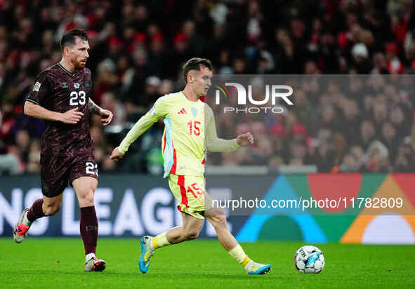 Marc Casado of Spain  controls the ball during the Nations League Round 5 match between Denmark against Spain at Parken, Copenhagen, Denmark...