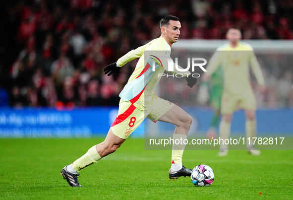 Fabian Ruiz of Spain  controls the ball during the Nations League Round 5 match between Denmark against Spain at Parken, Copenhagen, Denmark...