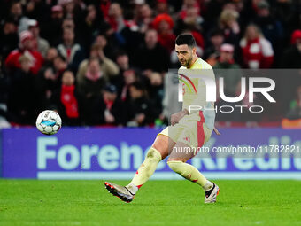 Daniel Vivian of Spain  controls the ball during the Nations League Round 5 match between Denmark against Spain at Parken, Copenhagen, Denma...