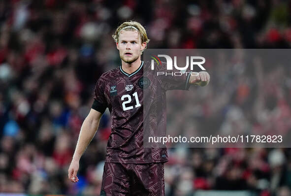 Morten Hjulmand of Denmark  looks on during the Nations League Round 5 match between Denmark against Spain at Parken, Copenhagen, Denmark on...