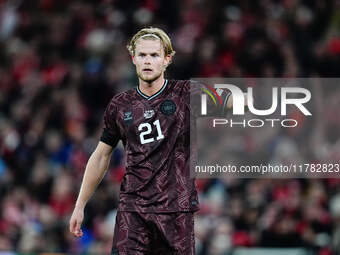 Morten Hjulmand of Denmark  looks on during the Nations League Round 5 match between Denmark against Spain at Parken, Copenhagen, Denmark on...