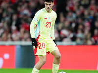 Pedri of Spain  controls the ball during the Nations League Round 5 match between Denmark against Spain at Parken, Copenhagen, Denmark on No...