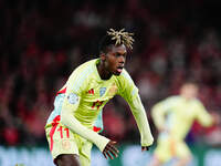 Nico Williams of Spain  looks on during the Nations League Round 5 match between Denmark against Spain at Parken, Copenhagen, Denmark on Nov...