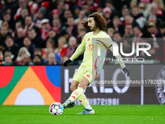 Marc Cucurella of Spain  controls the ball during the Nations League Round 5 match between Denmark against Spain at Parken, Copenhagen, Denm...