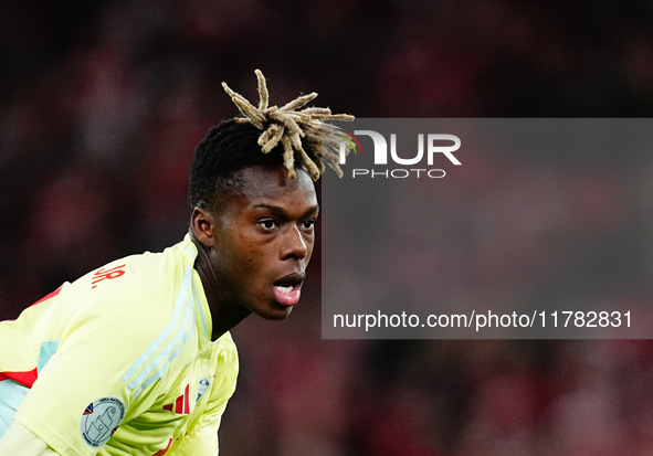 /s1l#4/  looks on during the Nations League Round 5 match between Denmark against Spain at Parken, Copenhagen, Denmark on November 15, 2024....