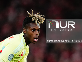 /s1l#4/  looks on during the Nations League Round 5 match between Denmark against Spain at Parken, Copenhagen, Denmark on November 15, 2024....