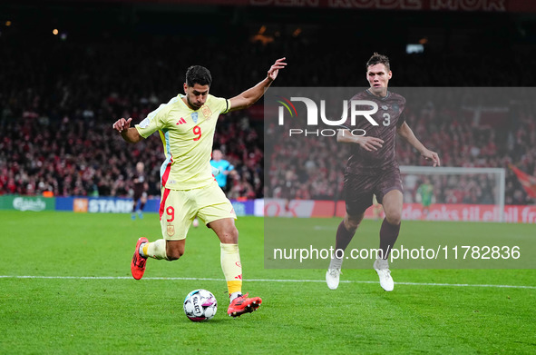 Ayoze Perez of Spain  controls the ball during the Nations League Round 5 match between Denmark against Spain at Parken, Copenhagen, Denmark...