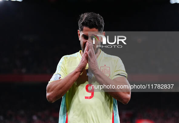 Ayoze Perez of Spain  gestures during the Nations League Round 5 match between Denmark against Spain at Parken, Copenhagen, Denmark on Novem...