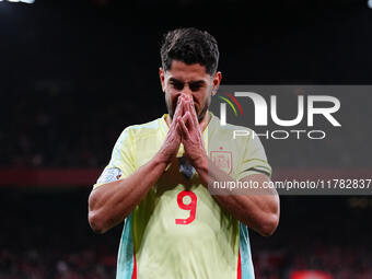 Ayoze Perez of Spain  gestures during the Nations League Round 5 match between Denmark against Spain at Parken, Copenhagen, Denmark on Novem...