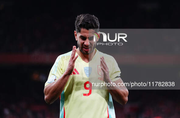 Ayoze Perez of Spain  gestures during the Nations League Round 5 match between Denmark against Spain at Parken, Copenhagen, Denmark on Novem...