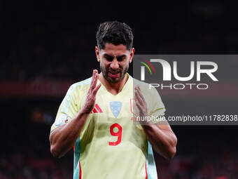 Ayoze Perez of Spain  gestures during the Nations League Round 5 match between Denmark against Spain at Parken, Copenhagen, Denmark on Novem...