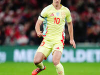 Dani Olmo of Spain  controls the ball during the Nations League Round 5 match between Denmark against Spain at Parken, Copenhagen, Denmark o...