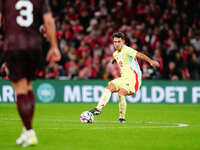 Martin Zubimendi of Spain  controls the ball during the Nations League Round 5 match between Denmark against Spain at Parken, Copenhagen, De...