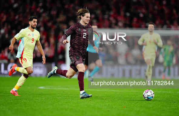 Joachim Andersen of Denmark  controls the ball during the Nations League Round 5 match between Denmark against Spain at Parken, Copenhagen,...