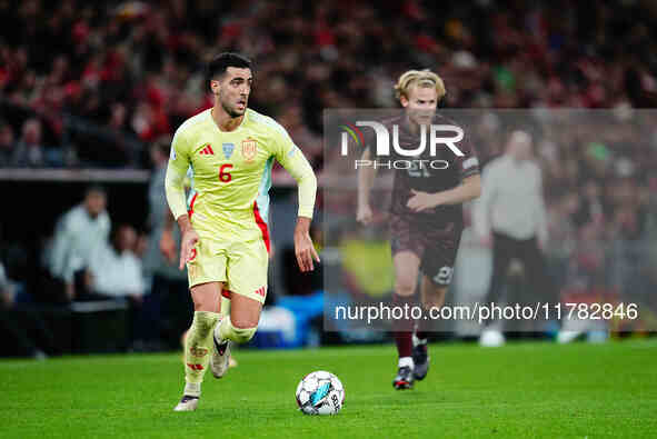 Mikel Merino of Spain  controls the ball during the Nations League Round 5 match between Denmark against Spain at Parken, Copenhagen, Denmar...