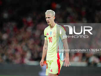 Dani Olmo of Spain  looks on during the Nations League Round 5 match between Denmark against Spain at Parken, Copenhagen, Denmark on Novembe...