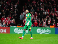 David Raya of Spain  looks on during the Nations League Round 5 match between Denmark against Spain at Parken, Copenhagen, Denmark on Novemb...