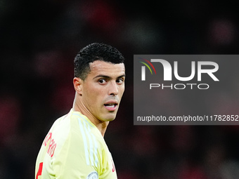 Pedro Porro of Spain  looks on during the Nations League Round 5 match between Denmark against Spain at Parken, Copenhagen, Denmark on Novem...