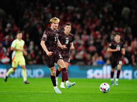 Victor Kristiansen of Denmark  controls the ball during the Nations League Round 5 match between Denmark against Spain at Parken, Copenhagen...