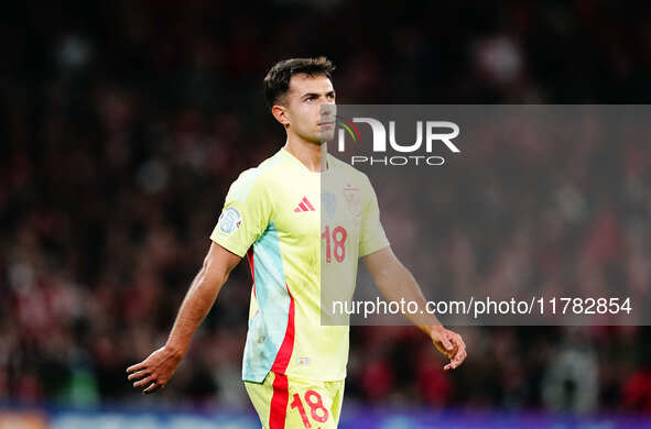 Martin Zubimendi of Spain  looks on during the Nations League Round 5 match between Denmark against Spain at Parken, Copenhagen, Denmark on...