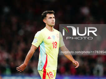 Martin Zubimendi of Spain  looks on during the Nations League Round 5 match between Denmark against Spain at Parken, Copenhagen, Denmark on...