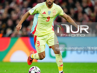 Ayoze Perez of Spain  controls the ball during the Nations League Round 5 match between Denmark against Spain at Parken, Copenhagen, Denmark...