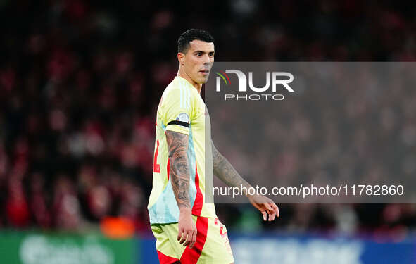 Pedro Porro of Spain  looks on during the Nations League Round 5 match between Denmark against Spain at Parken, Copenhagen, Denmark on Novem...