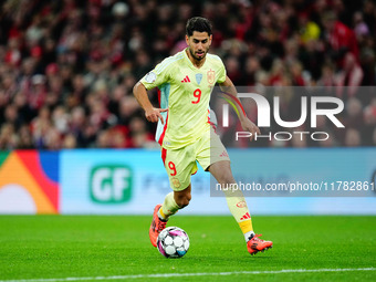 Ayoze Perez of Spain  controls the ball during the Nations League Round 5 match between Denmark against Spain at Parken, Copenhagen, Denmark...