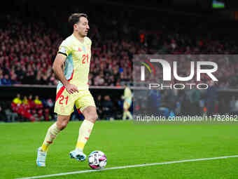 Mikel Oyarzabal of Spain  controls the ball during the Nations League Round 5 match between Denmark against Spain at Parken, Copenhagen, Den...