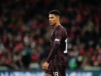 Alexander Bah of Denmark  looks on during the Nations League Round 5 match between Denmark against Spain at Parken, Copenhagen, Denmark on N...