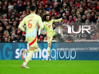 Marc Cucurella of Spain  controls the ball during the Nations League Round 5 match between Denmark against Spain at Parken, Copenhagen, Denm...