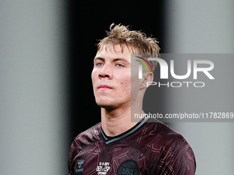 Rasmus Hoejlund of Denmark  looks on during the Nations League Round 5 match between Denmark against Spain at Parken, Copenhagen, Denmark on...