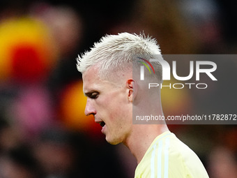 Dani Olmo of Spain  looks on during the Nations League Round 5 match between Denmark against Spain at Parken, Copenhagen, Denmark on Novembe...