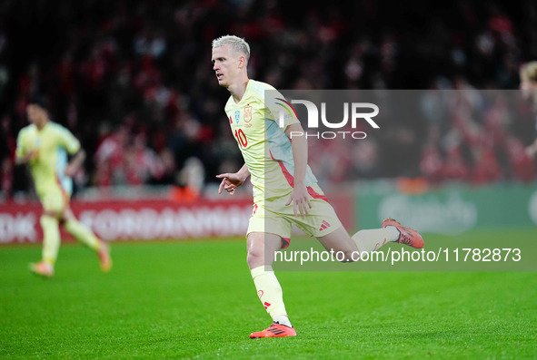 Dani Olmo of Spain  looks on during the Nations League Round 5 match between Denmark against Spain at Parken, Copenhagen, Denmark on Novembe...