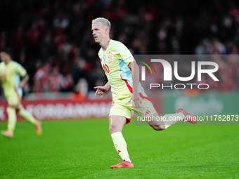 Dani Olmo of Spain  looks on during the Nations League Round 5 match between Denmark against Spain at Parken, Copenhagen, Denmark on Novembe...