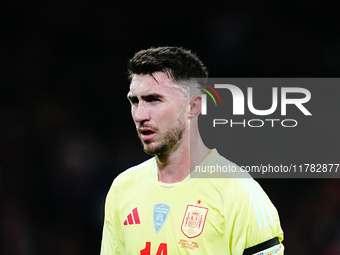 Aymeric Laporte of Spain  looks on during the Nations League Round 5 match between Denmark against Spain at Parken, Copenhagen, Denmark on N...