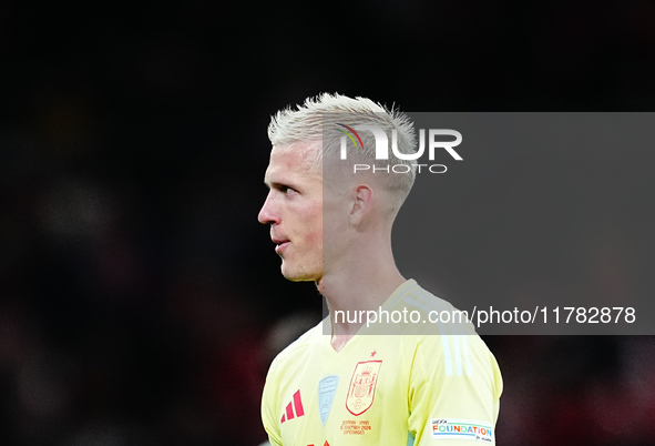 Dani Olmo of Spain  looks on during the Nations League Round 5 match between Denmark against Spain at Parken, Copenhagen, Denmark on Novembe...