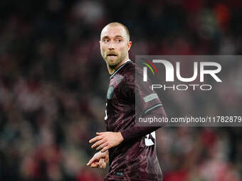 Christian Eriksen of Denmark  looks on during the Nations League Round 5 match between Denmark against Spain at Parken, Copenhagen, Denmark...