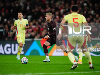 Albert Groenbaek of Denmark  controls the ball during the Nations League Round 5 match between Denmark against Spain at Parken, Copenhagen,...