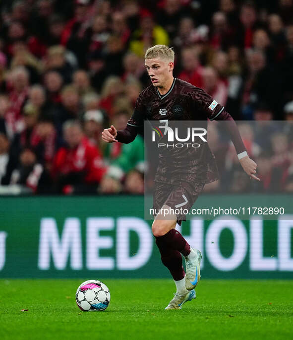 Albert Groenbaek of Denmark  controls the ball during the Nations League Round 5 match between Denmark against Spain at Parken, Copenhagen,...