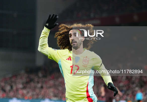 Marc Cucurella of Spain  looks on during the Nations League Round 5 match between Denmark against Spain at Parken, Copenhagen, Denmark on No...