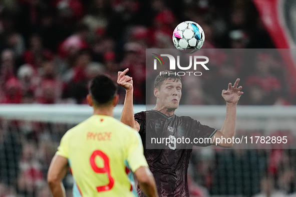 Jannik Vestergaard of Denmark  gestures during the Nations League Round 5 match between Denmark against Spain at Parken, Copenhagen, Denmark...