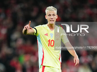 Dani Olmo of Spain  looks on during the Nations League Round 5 match between Denmark against Spain at Parken, Copenhagen, Denmark on Novembe...