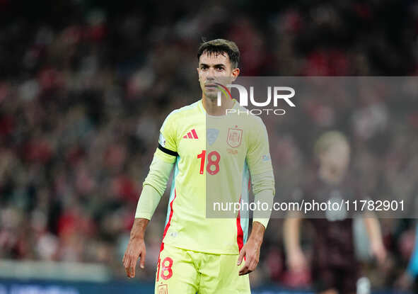 Martin Zubimendi of Spain  looks on during the Nations League Round 5 match between Denmark against Spain at Parken, Copenhagen, Denmark on...