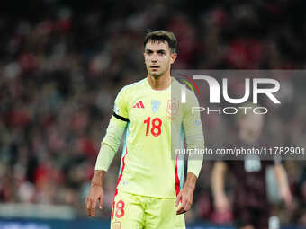 Martin Zubimendi of Spain  looks on during the Nations League Round 5 match between Denmark against Spain at Parken, Copenhagen, Denmark on...