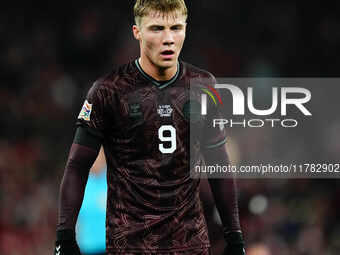 Rasmus Hoejlund of Denmark  looks on during the Nations League Round 5 match between Denmark against Spain at Parken, Copenhagen, Denmark on...