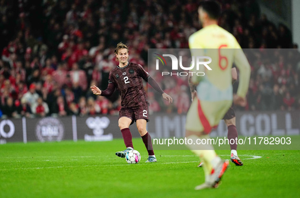 Joachim Andersen of Denmark  looks on during the Nations League Round 5 match between Denmark against Spain at Parken, Copenhagen, Denmark o...