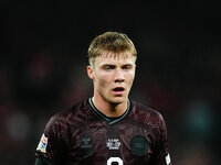 Rasmus Hoejlund of Denmark  looks on during the Nations League Round 5 match between Denmark against Spain at Parken, Copenhagen, Denmark on...