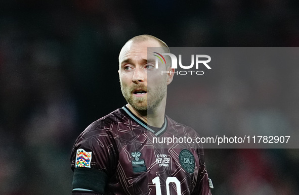 Christian Eriksen of Denmark  looks on during the Nations League Round 5 match between Denmark against Spain at Parken, Copenhagen, Denmark...